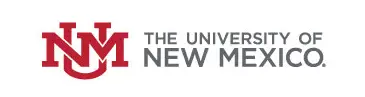 The logo features a red interlocking "UNM" on the left and the words "The University of New Mexico" in gray text on the right.